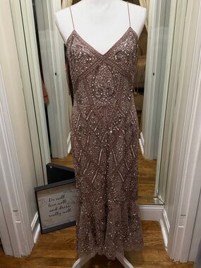Gianni Bini Beaded Strapless-Style Evening Dress